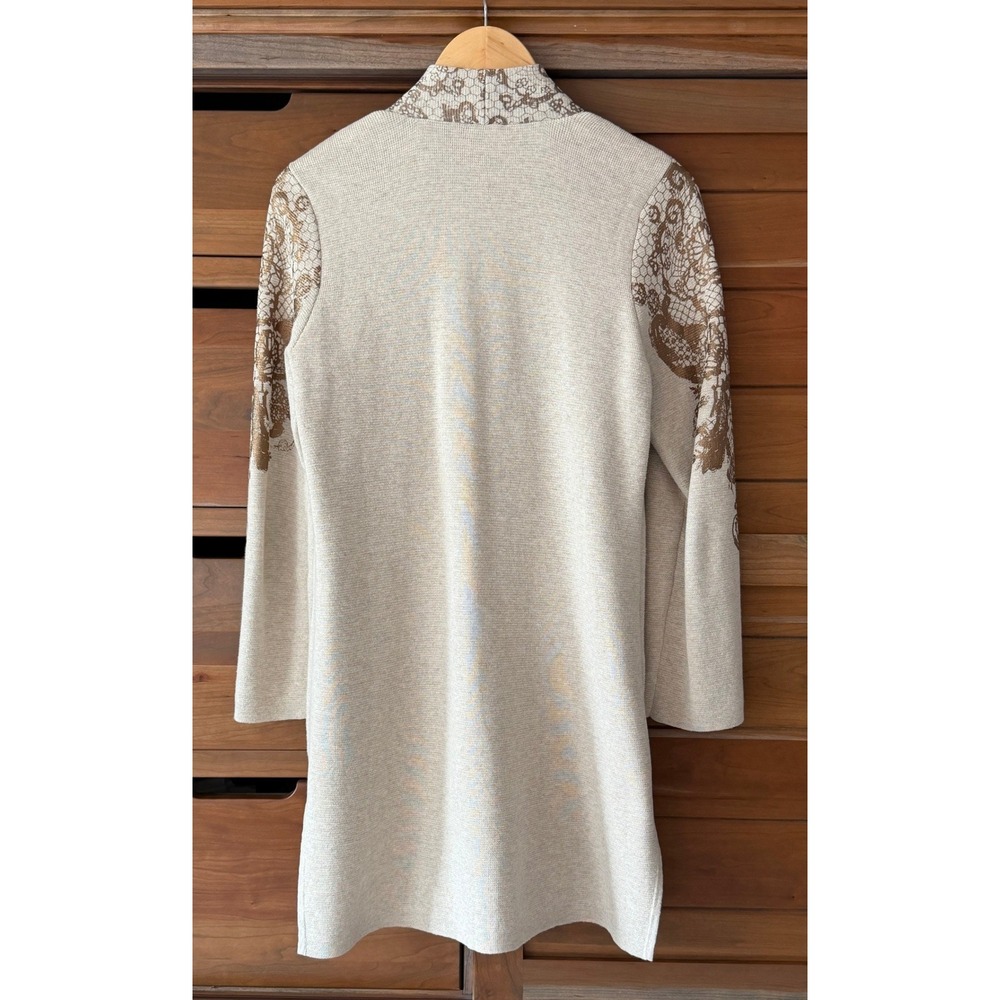 NWOT Chico's Size 1 (M) Scroll Front Cardigan Beads Foil Rope Embroidery Lace - Picture 3 of 8